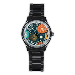 Abstract Pattern Stainless Steel Round Watch