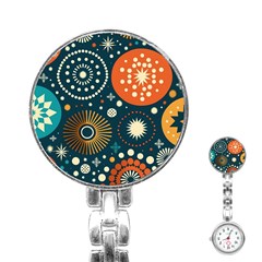 Abstract Pattern Stainless Steel Nurses Watch