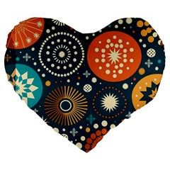 Abstract Pattern Large 19  Premium Flano Heart Shape Cushions