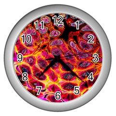 Fractal Black Texture Wallpaper Wall Clock (silver)