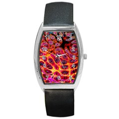 Fractal Black Texture Wallpaper Barrel Style Metal Watch