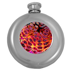 Fractal Black Texture Wallpaper Round Hip Flask (5 Oz)