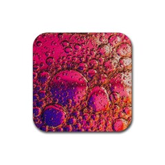 Colorful Bubbles Abstract Art Rubber Coaster (square)