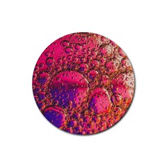 Colorful Bubbles Abstract Art Rubber Coaster (round)