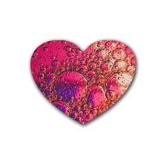 Colorful Bubbles Abstract Art Rubber Heart Coaster (4 Pack)