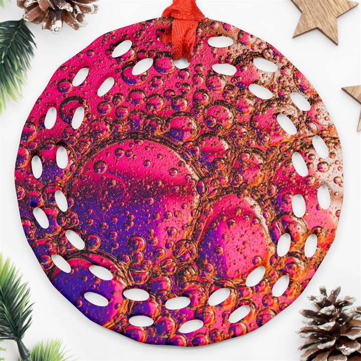 Colorful Bubbles Abstract Art Ornament (Round Filigree)