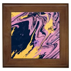 Pink Black And Yellow Abstract Painting Framed Tile