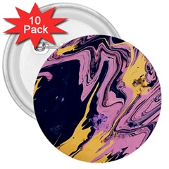 Pink Black And Yellow Abstract Painting 3  Buttons (10 Pack) 