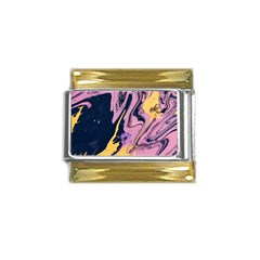 Pink Black And Yellow Abstract Painting Gold Trim Italian Charm (9mm)