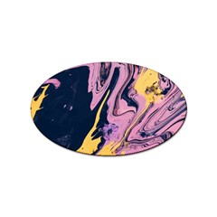 Pink Black And Yellow Abstract Painting Sticker (oval) by Jancukart