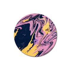 Pink Black And Yellow Abstract Painting Magnet 3  (round) by Jancukart