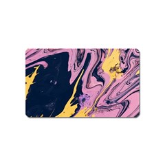 Pink Black And Yellow Abstract Painting Magnet (name Card) by Jancukart