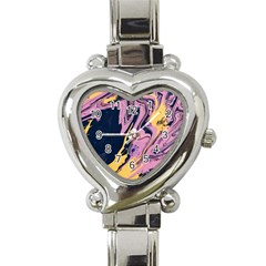 Pink Black And Yellow Abstract Painting Heart Italian Charm Watch