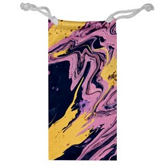 Pink Black And Yellow Abstract Painting Jewelry Bag