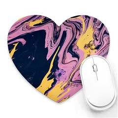 Pink Black And Yellow Abstract Painting Heart Mousepad