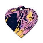 Pink Black And Yellow Abstract Painting Dog Tag Heart (One Side) Front