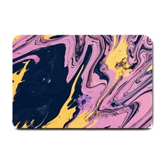 Pink Black And Yellow Abstract Painting Small Doormat by Jancukart