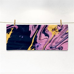 Pink Black And Yellow Abstract Painting Hand Towel