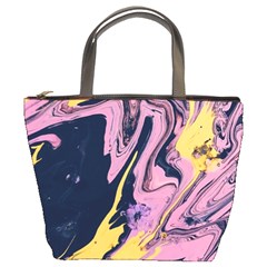 Pink Black And Yellow Abstract Painting Bucket Bag