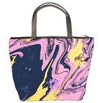 Pink Black And Yellow Abstract Painting Bucket Bag Back