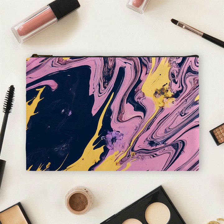 Pink Black And Yellow Abstract Painting Cosmetic Bag (Large)