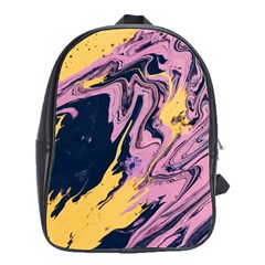 Pink Black And Yellow Abstract Painting School Bag (large) by Jancukart