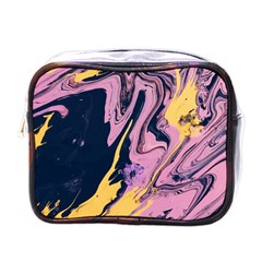 Pink Black And Yellow Abstract Painting Mini Toiletries Bag (one Side)