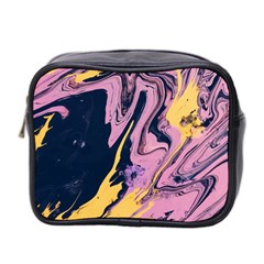 Pink Black And Yellow Abstract Painting Mini Toiletries Bag (two Sides)