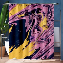 Pink Black And Yellow Abstract Painting Shower Curtain 60  X 72  (medium) 