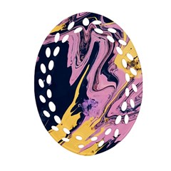 Pink Black And Yellow Abstract Painting Oval Filigree Ornament (two Sides) by Jancukart