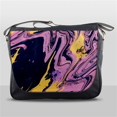 Pink Black And Yellow Abstract Painting Messenger Bag