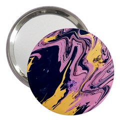 Pink Black And Yellow Abstract Painting 3  Handbag Mirrors by Jancukart