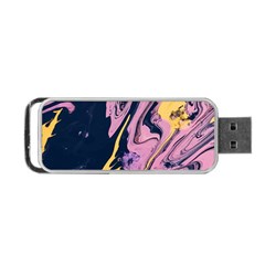 Pink Black And Yellow Abstract Painting Portable Usb Flash (one Side)