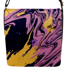 Pink Black And Yellow Abstract Painting Flap Closure Messenger Bag (s)