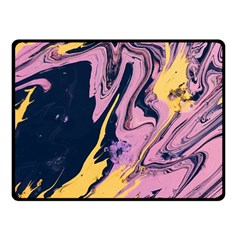 Pink Black And Yellow Abstract Painting Fleece Blanket (small) by Jancukart