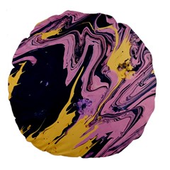 Pink Black And Yellow Abstract Painting Large 18  Premium Flano Round Cushions