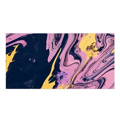 Pink Black And Yellow Abstract Painting Satin Shawl 45  X 80 