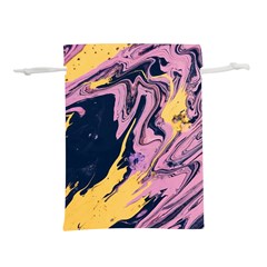 Pink Black And Yellow Abstract Painting Lightweight Drawstring Pouch (m) by Jancukart