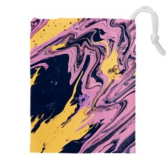 Pink Black And Yellow Abstract Painting Drawstring Pouch (5xl)