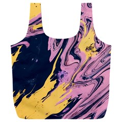 Pink Black And Yellow Abstract Painting Full Print Recycle Bag (xxxl)