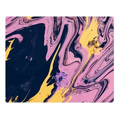 Pink Black And Yellow Abstract Painting One Side Premium Plush Fleece Blanket (large)