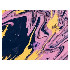 Pink Black And Yellow Abstract Painting Premium Plush Fleece Blanket (extra Small)