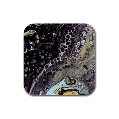 Black Marble Abstract Pattern Texture Rubber Square Coaster (4 Pack)