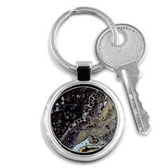 Black Marble Abstract Pattern Texture Key Chain (round)