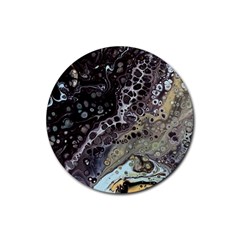 Black Marble Abstract Pattern Texture Rubber Coaster (round)