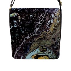 Black Marble Abstract Pattern Texture Flap Closure Messenger Bag (l)