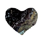 Black Marble Abstract Pattern Texture Standard 16  Premium Flano Heart Shape Cushions Front