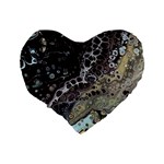 Black Marble Abstract Pattern Texture Standard 16  Premium Flano Heart Shape Cushions Back