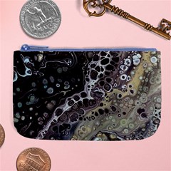 Black Marble Abstract Pattern Texture Large Coin Purse by Jancukart