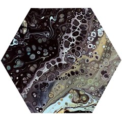 Black Marble Abstract Pattern Texture Wooden Puzzle Hexagon by Jancukart